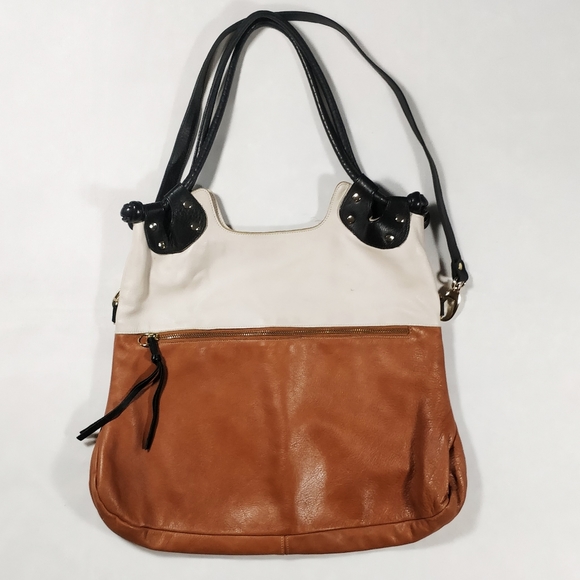Pietro Alessandro Handbags - Pietro Alessandro Brown & Cream Leather Bag